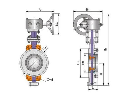 蝶閥d373h-16c  dn80對(duì)夾式硬密封